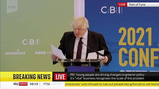 "Forgive me... forgive me... forgive me" Prime Minister Boris Johnson appears to lose his place whilst delivering a speech to the CBI Read today's top story: https://news.sky.com | Sky News