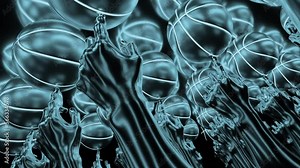 Basketball rotation animation. Design. Neon animation with 3d hands and rotating balls. Basketball freestyle. Spinning basketballs on your finger