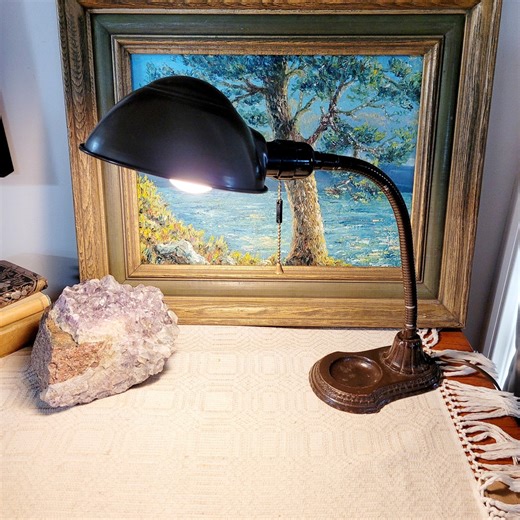 Vintage Art Deco Desk Lamp, Goose Neck Cast Iron, Industrial Lamp, 1930-40s, Rewired - Etsy