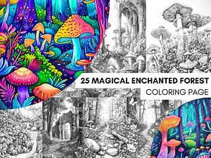 Magical Enchanted Forest Coloring Book Pages for Adults, Fairytale Fantasy Garden Forest, Coloring Sheets Printable, Instant Download PDF - Etsy