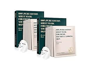 Madeca DERMA Revitalizing Sheet Mask 20pcs (100% Pure Cotton Sheets) with Centella Asiatica, Hyaluronic Acid, and Niacinamide – Korean Skincare for Hydration & Skin Brightening for All Skin Types