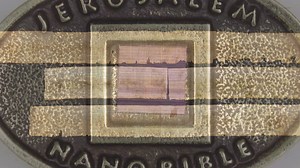 “Using an ion beam to create a Nano Bible may sound like the stuff of science fiction, but that’s exactly how scientists have created the world’s smallest Bible!” The 1.2 million letters of the Old Testament are on a disk no larger than the head of a pin!—a Nano Bible that requires an electron microscope in order to read it—the font magnified about 10,000 times. The Nano Bible was first displayed in the Israel Museum—right next to the Dead Sea Scrolls—crossing timelines of a text in scrolls that