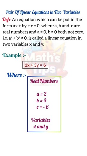 Linear Equation in Two Variables | Definition + Example | Class 10 Maths Chapter 3