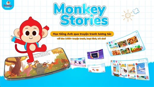 [CHÍNH THỨC RA MẮT] MONKEY STORIES 2.0 - HỌC TIẾNG ANH QUA TRUYỆN TRANH TƯƠNG TÁC 🔥 Ngay lúc này, ứng dụng Học tiếng Anh qua truyện tranh tương tác Monkey Stories 2.0 đã chính thức “cập bến” trên cả 2 nền tảng Android và iOS. 🙊 Cùng khám phá ứng dụng Monkey Stories 2.0 ngay nào: https://tinyurl.com/h5e63j9y Monkey Stories 2.0 là ứng dụng học tiếng Anh qua truyện tranh tương tác phù hợp cho trẻ từ 3 đến 11 tuổi, nổi bật với: ✅ AI Buddy – người bạn đồng hành AI của con, lắng nghe và hỗ trợ sửa p