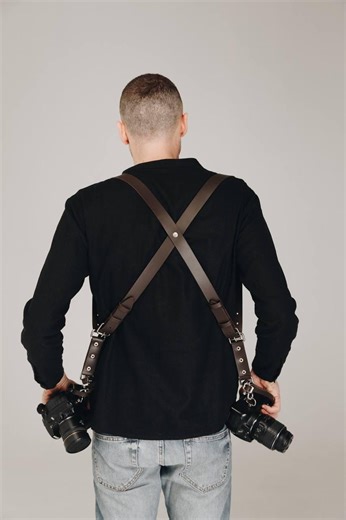 Handmade Leather Dual Camera Harness, X-back Double Strap, Real Full-grain Leather Photographer Gear - Etsy