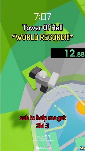 I Got The TOWER OF HELL World Record! | #robloxshorts #speedrun #roblox