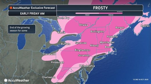 Cold air to trigger frost, freeze across interior Northeast as autumn chill takes hold