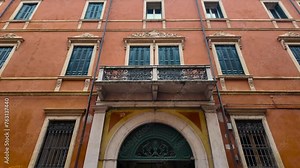 Beautiful Italian architecture. Walk through the historical part of Verona Italy. Architecture of old city buildings Stock Video