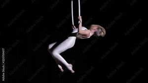 Female acrobatic performer make professional trick Stock Video