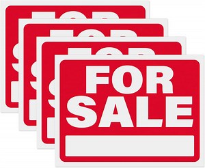 For Sale Signs 12x9, Plastic Signs for Car, Trailer, Vehicle for Sale, Waterproof Plastic (Pack of 4)