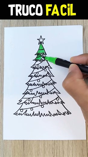Truco facil para Dibujar un Arbol de Navidad 🟢Parte 2 #arte #dibujo #art #drawing #navidad | Easy Art