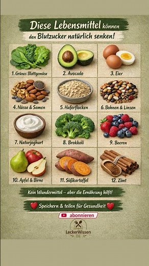 🍏 12 Lebensmittel, die den Blutzucker natürlich senken können | Einfach erklärt