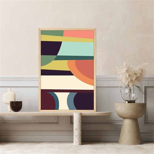 Geometric Abstract Canvas Print: Colorful Lines, Modern Wall Art - Etsy
