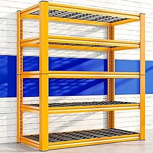 REIBII Garage Shelving Load 3200LBS, 5-Tier Storage Shelves, Adjustable Heavy Duty Metal Shelving Unit for Pantry, Basement, Warehouse, 72" H x 36" W x 16" D