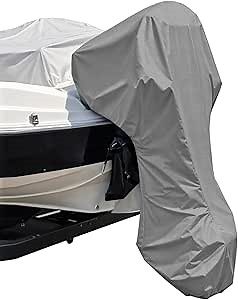 Seal Skin Covers Outboard Motor Cover with Zipper, Waterproof, UV-Proof, Trailerable Full Size Boat Engine Cover for Motor, Fade Resistant, Gray Color, Fits 175-225HP