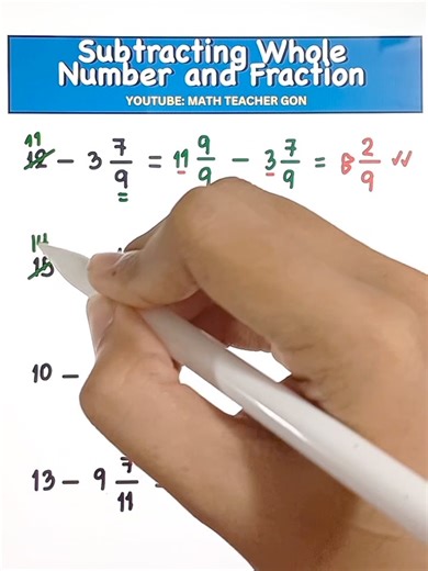 Easy way to SUBTRACT Whole Number and Fraction‼️ #basicmath #mathtutor #mathtutorial #MathTrick #fractions #mathteachergon #mathhacks #mathematics #MathTutor #teachergon #math #mathreview #FractionTricks | Ako si Teacher Gon