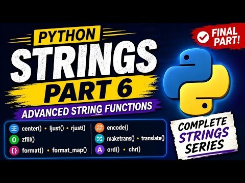Python Advanced String Functions| Easy | format(), encode(), ord(), chr() | Python Course Part 6