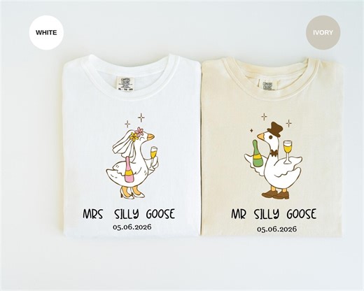 Comfort Colors® Mr and Mrs Silly Goose Shirt, Couple Matching Tee, Honeymoon Outfit Shirt, Funny Married Couple Gift, Anniversary Couple Tee - Etsy