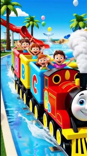 Water Park Train 🚂💦 | Kids Enjoy Mini Train Ride 😍 | #Shorts #viral #kidsvideos