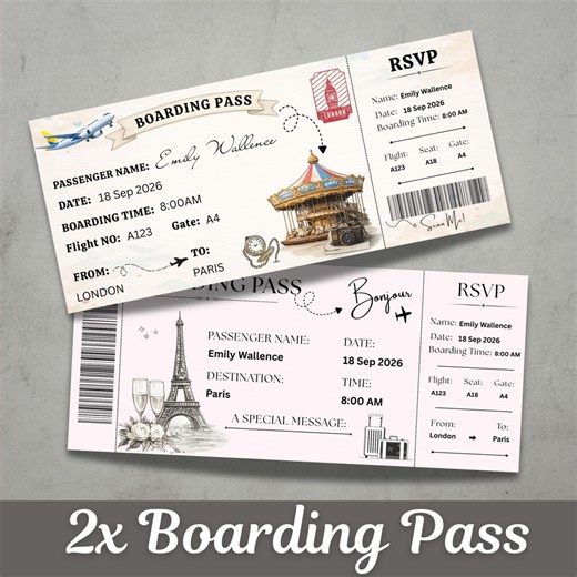 Editable Boarding Pass Wedding Invitation Canva Template, Printable Destination Travel Ticket Invite, Digital Download - Etsy