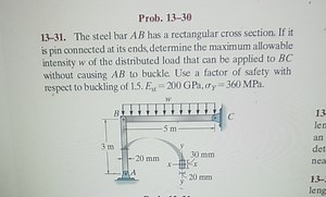 Prob. 13-31The steel bar AB has a rectangular cross section. ... | Filo