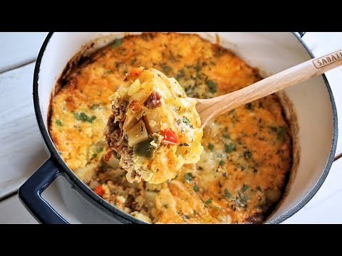 Mountain Man Breakfast - Sausage, Bacon, Potato, Egg & Cheese Casserole