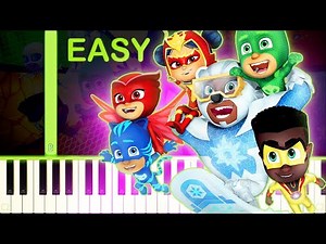 PJ MASKS POWER HEROES THEME - EASY Piano Tutorial