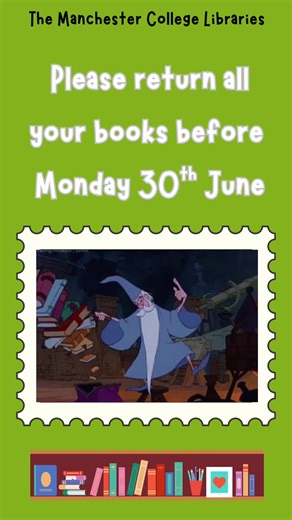 Please can we ask that all staff and students return any outstanding items before Monday June 30th. You can return all items at the library help desk, or at certain campuses, via the self issue machine. Thank you. #returnthebooks #themanchestercollegelibraries #librarytiktok