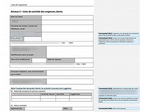 Liste de contrôle des exigences clients [ISO 9001 modèles]