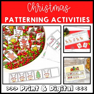 Christmas Patterning Kindergarten Math Printable Hands-on and Google Slides