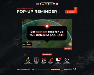 Twitch Reminder Widget (customizable) | Pop-up Twitch | 50 Icons | Custom Commands | Streamelements | OBS - Etsy