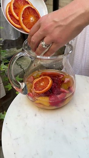 Happy Friday! How about some Rosé Sangria for cocktail hour?! Recipe below….