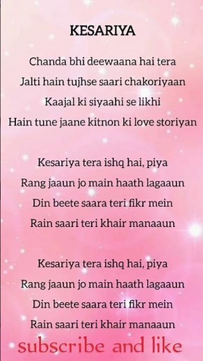 kesariya song lyrics in English