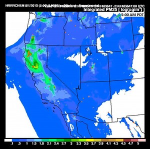SMOKE FORECAST: This loop is a visualization the smoke plumes (integrated through the column) from several wildfires burning along the west coast. It is also a forecast (through 6 pm) of where the smoke will go from one of our high resolution rapid refresh models (HRRR). Looks like we will be smoked in most of the day here in Medford. | US National Weather Service Medford Oregon