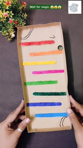 Diy A fun activity to enjoy playing from marbles🪀😨 Cardboard game craft for kids #diy #craft #shorts