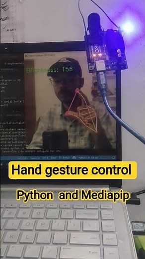 Adjust LED Brightness Using Hand |#arduino #opencv#gesture #control #python #diytools #shorts