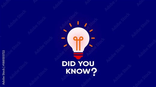 Animated light bulb with Did You Know text on black background. Perfect for educational, informative, or fun fact intros, social media content, and explainer ...