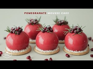 🎄Christmas Pomegranate Mousse Cake Recipe | Red Glaze & Festive Decoration