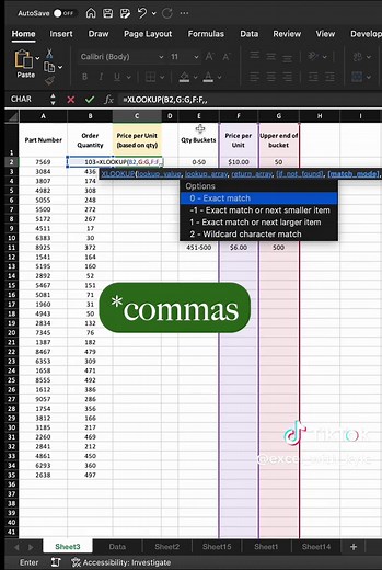 How to lookup correct price per unit from price buckets in Excel! #excel #exceltips #exceltricks #microsoftambassador #greenscreenvideo