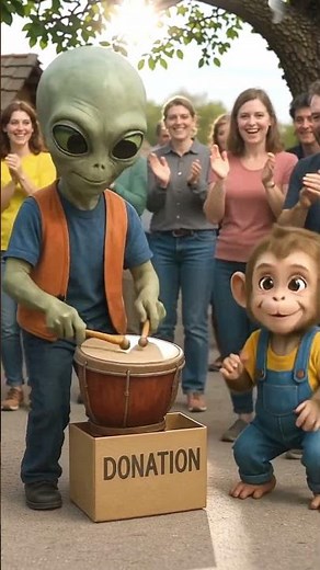 Alien Playing Drum & Funny Monkey Dance 😂 | Crowd Can’t Stop Laughing | #ViralShorts #FunnyShorts