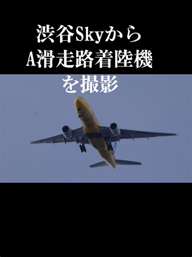 私にとっての幸せの黄色い飛行機ANAスター・ウオーズJETいつまでも飛んで欲しい 渋谷SkyからA着陸機はどう見えるか 南風都心ルート時 #shibuyasky #shibuya #飛行機 #ANA