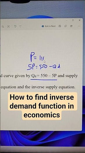 How to find inverse demand function in economics #econmath