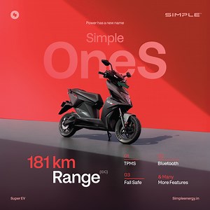 Simple OneS Electric Scooter Launched with 181 km Range at ₹1.39 Lakhs