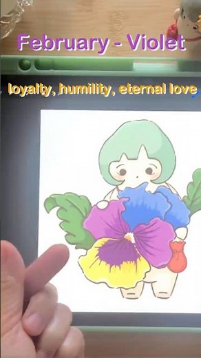 HOW I Draw the February Flower of Eternal Love 💜 (Violet) #Shorts