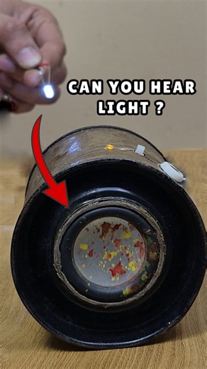 Velocity on Instagram: "LIGHT MAKES SOUND?! I turned sound into light… and light back into sound. Block the light = silence 🤯 💬 Explain how this works in the comments — best one gets pinned. Part 2: 1 KM test ⚡ #laser #scienceexperiment #physics #technology #explorepage Follow @velocity300000 for more!"