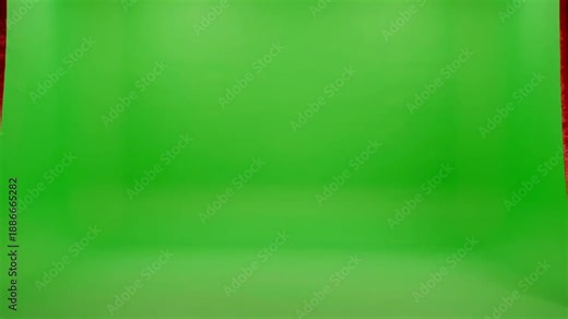 Studio Setup with Green Screen Backdrop for Professional Photography Sessions and Video Productions