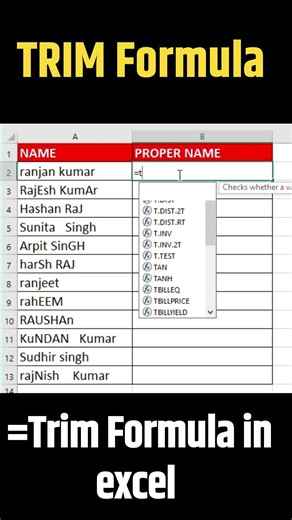 TRIM Formula in Excel | Remove Extra Spaces in Excel Instantly | Excel Tips & Tricks #shorts