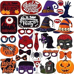 KatchOn, Halloween Photo Booth Props - Huge Pack of 28 | Halloween Props for Photoshoot | Halloween Photo Props for Hocus Pocus Photo Booth Props | Halloween Picture Props | Halloween Party Props