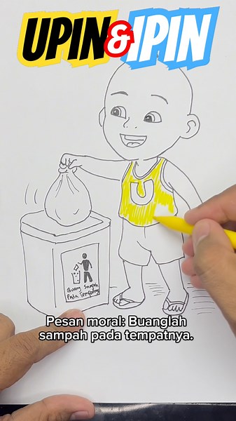 Upin & Ipin Illustrated Story: Being Diligent About Throwing Away Trash #newupinipin #upinipin #d...