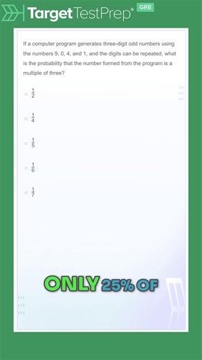 Only 25% of Target Test Prep students answer this quant question correctly. In this breakdown, #GRE expert and 339 scorer Erika Tyler-John walks through the reasoning step by step and explains what makes this problem so challenging. Understanding the logic behind questions like this can significantly improve your accuracy on test day. See how your thinking compares. 👉 Watch the full solution and test yourself: https://ow.ly/lveu50YtBNt 👉 Don't have a TTP GRE account? Sign up for a 5-day full-a
